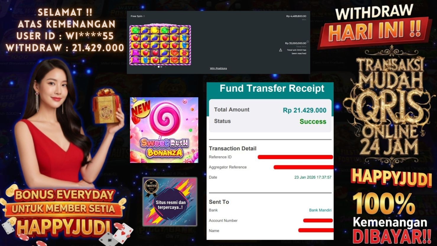 HAPPYJUDI JACKPOT SLOT SWEET RUSH BONANZA